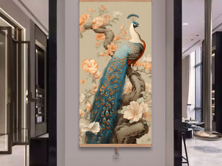 Nâng tầm không gian sống với bức tranh trang trí lối vào con công trong nội thất